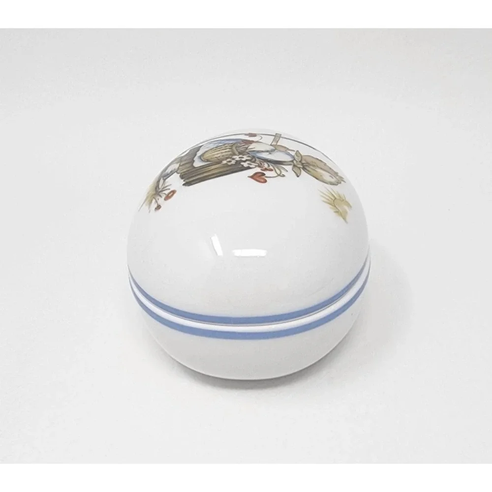 Vtg Sister Berta Hummel Original Porcelain Egg Shape Trinket/Jewelry Box